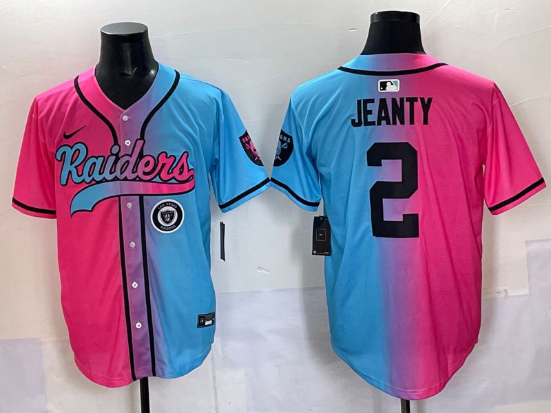 Men 2025 Oakland Raiders #2 Jeanty Blue pink Nike Limited NFL Jersey 009